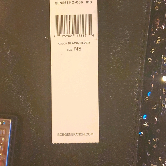 NWT BCBG Black/Silver Sequined Clutch - Picture 4 of 7